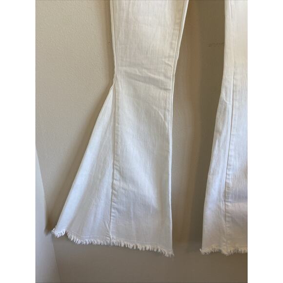 Saints & Hearts White Distressed Hem Wide Flare Leg Festival Boho Denim Jeans S - Picture 3 of 12